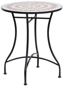 Outsunny Stolik Ogrodowy Balkonowy Mozaikowy Okrągły Stal i Ceramika Pomarańczowy Biały 60x71cm | Aosom PL