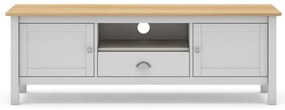 Biało-naturalna szafka pod TV z drewna sosnowego 158x53 cm Misti – Marckeric