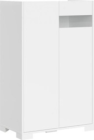 Wysoka komoda z 2 drzwiami Riflesso 70x35x110 cm, biały połysk