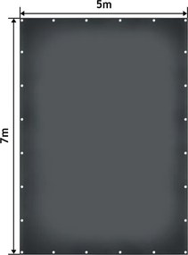 Plandeka JAGO 650 g/m², aluminiowe oczka, antracyt, 5x7 m