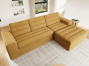 Nowoczesna sofa narożna w kształcie L - design bez ramy - brak konieczności montażu - dowolna kombinacja - tkanina z szenili - pomarańczowy