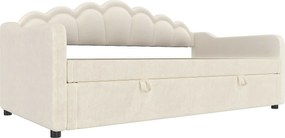 Łóżko 90x200 cm z pojemnikiem - łóżko dziecięce z taśmą świetlną LED zmieniającą kolor - beżowy aksamit - bez materaca