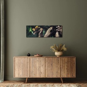 Obraz pełnej wdzięku kobiety z motylem (z zegarem) (90x30 cm)