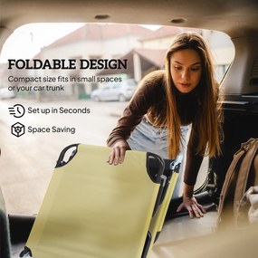 Outsunny Leżanka Plażowa Kremowa Metalowa Regulacja Oparcia 5 Pozycji Szybkoschnąca Tkanina 190x56x28cm | Aosom PL