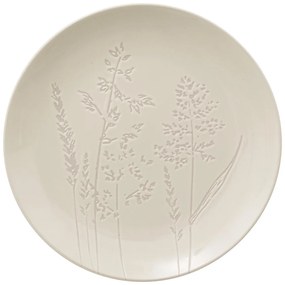 Talerz z kamionki obiadowy biały ELSA, wzór polnych kwiatów, Ø 27 cm