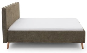 Ciemnozielone tapicerowane łóżko dwuosobowe ze schowkiem i stelażem 160x200 cm Riva – Meise Möbel