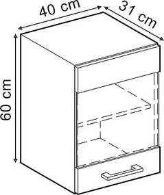 Szklana szafka kuchenna dąb rzemieślniczy 40x31x60 r-line