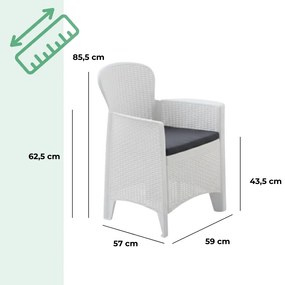 I.P.A.E-Progarden Zestaw ogrodowy AKITA, 3-częściowy, biała