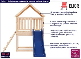 Drewniany plac zabaw z domkiem i zjeżdżalnią R9-S41