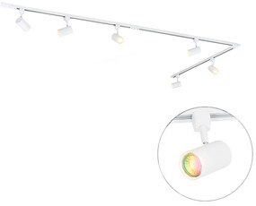 Inteligentny system oświetlenia szynowego z 6 reflektorami białymi, jednofazowy, 300 cm - Iconic Jeana