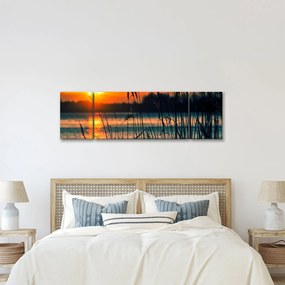 Obraz - Zachód słońca nad jeziorem (170x50 cm)