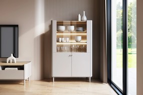 Witryna Elivo 100 cm dwudrzwiowa na nóżkach - kaszmir / dąb olejowany