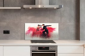 Szklany Panel Taniec w Czerwonym Dymie