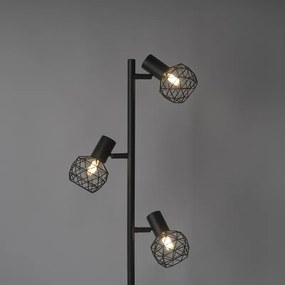 Designerska lampa podłogowa czarna 3-światłowa regulowana - Mesh