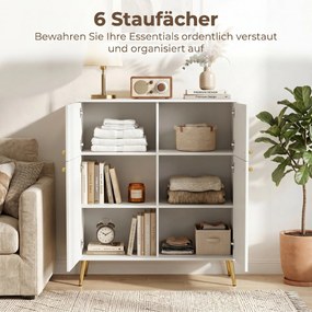 HOMCOM Nowoczesny sideboard, bufet 105,4 cm z 4 drzwiami Soft-Close i metalowymi nóżkami, do jadalni i kuchni, kremowo-biały | Aosom PL