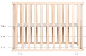 Kojec dla dzieci na kółkach w naturalnym kolorze 100x75 cm Jumbo Twins – Roba