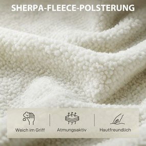 HOMCOM Fotel lounge fotel relaksacyjny z Sherpa-Fleece, metalowe nogi w wyglądzie drewna, tapicerowany fotel 67 x 67 x 71 cm kremowo-biały | Aosom PL