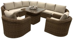 Rattanowy zestaw narożny modułowy BORNEO LUXURY dla 8 osób (brązowy)