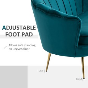 HOMCOM Sofa Dla 2 Osób, Kanapa, Sofa Tapicerowana, Wygląd Aksamitu, Sofa Podwójna, do 150 kg, 130 x 77 x 77 cm, Ciemnozielona