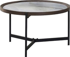 Stolik kawowy - ceramiczny - biały i niebieski - NOVAS