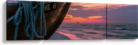 Obraz łodzi na brzegu (170x50 cm)
