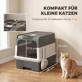 PawHut Kuweta, 48L kuweta z pokrywą, wysuwana szuflada, wejście z przodu i wyjście od góry, łopatka dla kotów do 4 kg | Aosom PL