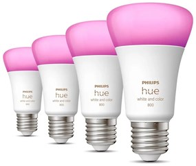 Inteligentne żarówki LED z gwintem E27, 9 W zestaw 4 szt. White and color ambiance – Philips Hue