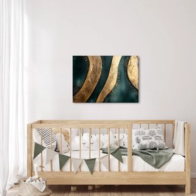 Obraz - Zielona abstrakcja ze złotem I. (70x50 cm)