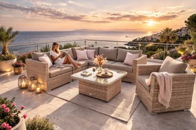 Zestaw rattanowy MALIBU dla 6 osób (cappuccino)