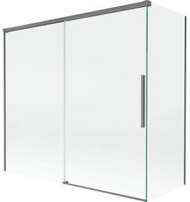 Mexen Rox parawan nawannowy 2-skrzydłowy rozsuwany 170 + 70 x 150 cm, transparent, gun metal - 8C9-170-070-95-00