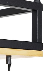 Industrialna lampa wisząca czarna z drewnem 5-świateł - ShelfPrzemysłowy Oswietlenie wewnetrzne
