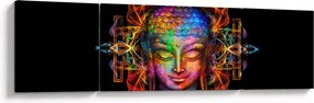 Obraz - Popiersie Buddy w neonowych kolorach (170x50 cm)