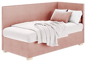 Różowe narożne łóżko dziecięce ze schowkiem i materacem 90x200 cm Flexi – Ghado