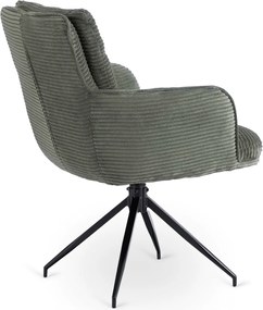 Krzesło Tapicerowane Obrotowe do Salonu AKITA Zielone Sztruksowe Nowoczesne