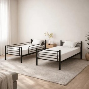 Łóżko Piętrowe Dla Dzieci 90x200 cm RODEZ Metalowe Czarne Loft