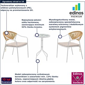 Biały komplet 2 krzesła i stolik kawowy do ogrodu N1-G04