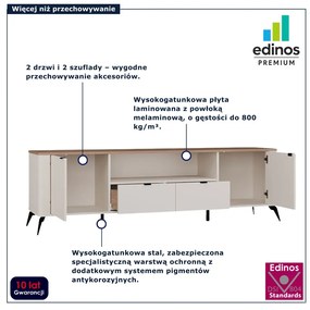 Szafka RTV na nóżkach kaszmir + dąb castello T0-Z01