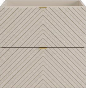 Szafka łazienkowa pod umywalkę wisząca w jodełkę – kolor beżowy – 60 cm – DORIONI