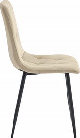 PROMOCJA Jasnobeżowe aksamitne krzesło do jadalni LIBRA z czarnymi nogami II jakość