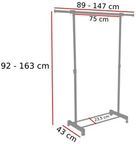 Biały regulowany wieszak na kółkach B5-T89