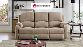 Kanapa 3-osobowa z funkcją relax z mikrofibry taupe - BRODY