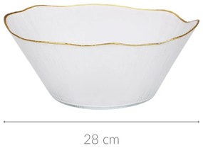 Szklana miska ze złotą obwódką DATURA, 28 cm