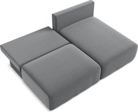 Szary aksamitny rozkładany/ze schowkiem narożnik (prawostronny/z szezlongiem) Kalena – Makamii