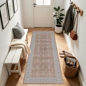 Dywan vintage INKA Ornament z Efektem Postarzenia Terakota 80 cm x 250 cm