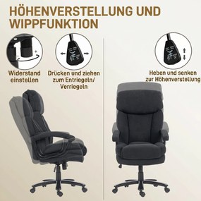 HOMCOM Fotel kierowniczy Ergonomiczny fotel biurowy do 200 kg o lnianym wyglądzie, wysokie oparcie, | Aosom PL