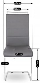 Krzesło Tapicerowane do Jadalni LOCA Szare Na Płozach Ekoskóra Nowoczesne