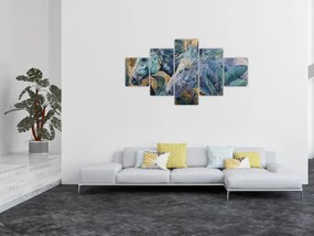 Obraz - Konie na złotym tle (125x70 cm)