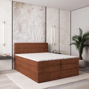 Masseno Łóżko kontynentalne LUNERA z pojemnikiem na pościel 160x200 cm - Brązowy, TILIA 52