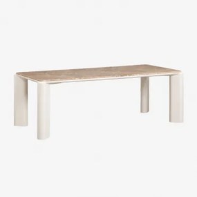Stół Jadalniany Prostokątny 220x100 Cm Z Mdf I Marmuru Zanzibar Beżowy Marmur Emperador - Sklum