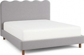 Łóżko Tapicerowane 160x200 cm IZMIR ze Stelażem Dwuosobowe Boucle Szare